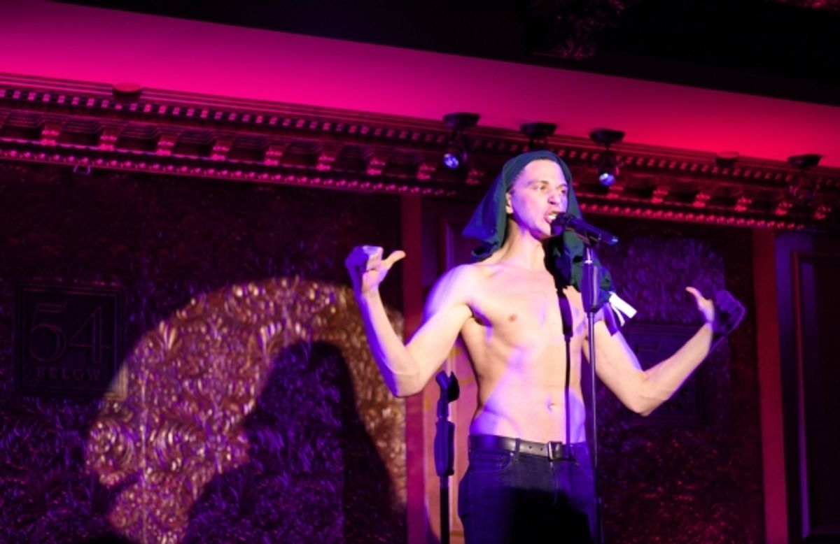 During 'I'm the Greatest Star,' Joey Taranto reenacts how he used to pretend he had long hair when he was a child. at 