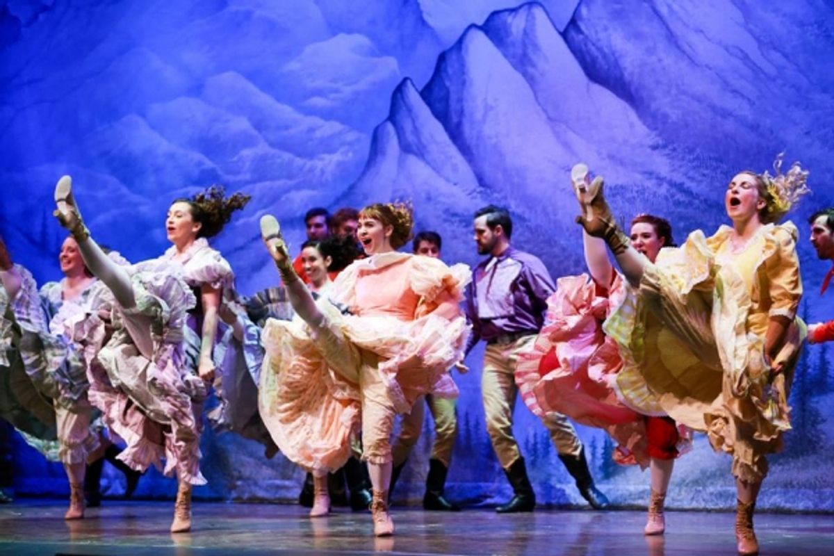 Diane Huber (Dorcas), Corinne Munsch (Sarah), Kiersten Benzing (Alice) and the cast of SEVEN BRIDES FOR SEVEN BROTHERS at 
