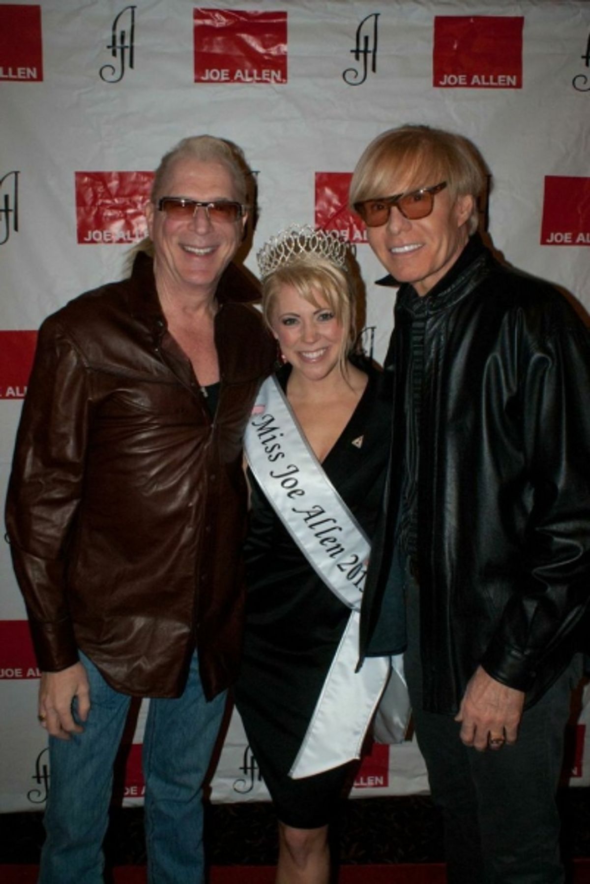 All in the family: Adopted patron Dad's Ron Abel and Chuck Steffan with 'fake daughter' Miss Joe Allen, Erin Sullivan  at 