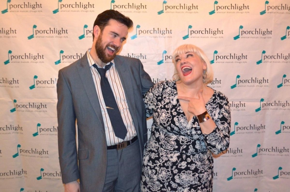Music Director of Sondheim on Sondheim and Porchlight Artistic Associate Austin Cook and Porchlight Artistic Associate and cast member in Sondheim on Sondheim Rebecca Finnegan at 