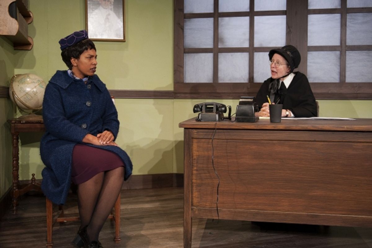 Kimberly Ridgeway as Mrs. Muller and Scarlett Hepworth as Sister Aloysius  at 