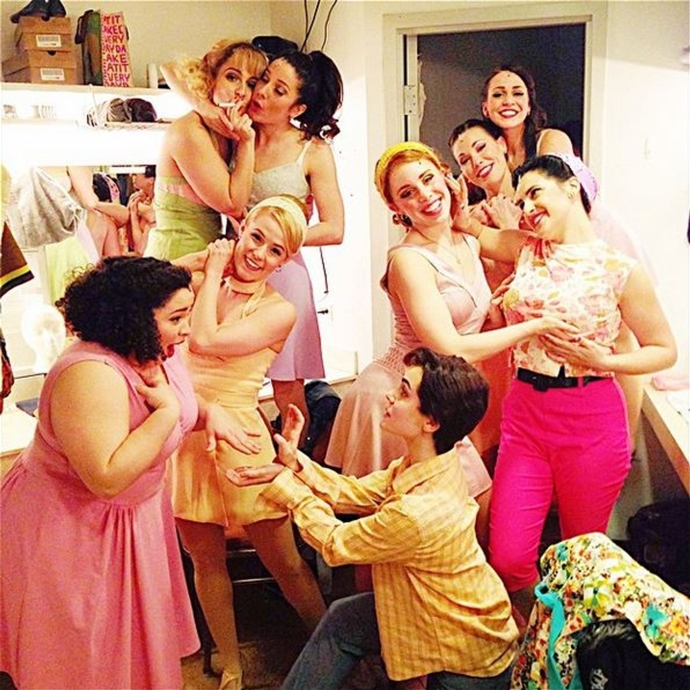 Photo Flash: Saturday Intermission Pics - Feb. 14 Part 2 - ON THE TOWN Cast Sells Kisses and More!  Image