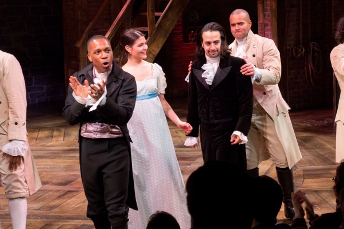 Leslie Odom, Jr., Phillipa Soo, Lin-Manuel Miranda, Christopher Jackson at 