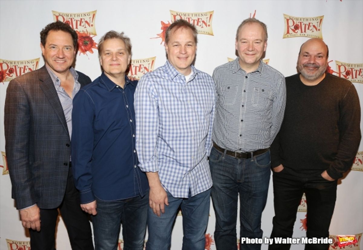 Kevin McCollum, Wayne Kirkpatrick, Karey  Kirkpatrick, John O'Farreell and Casey Nicholaw  at 