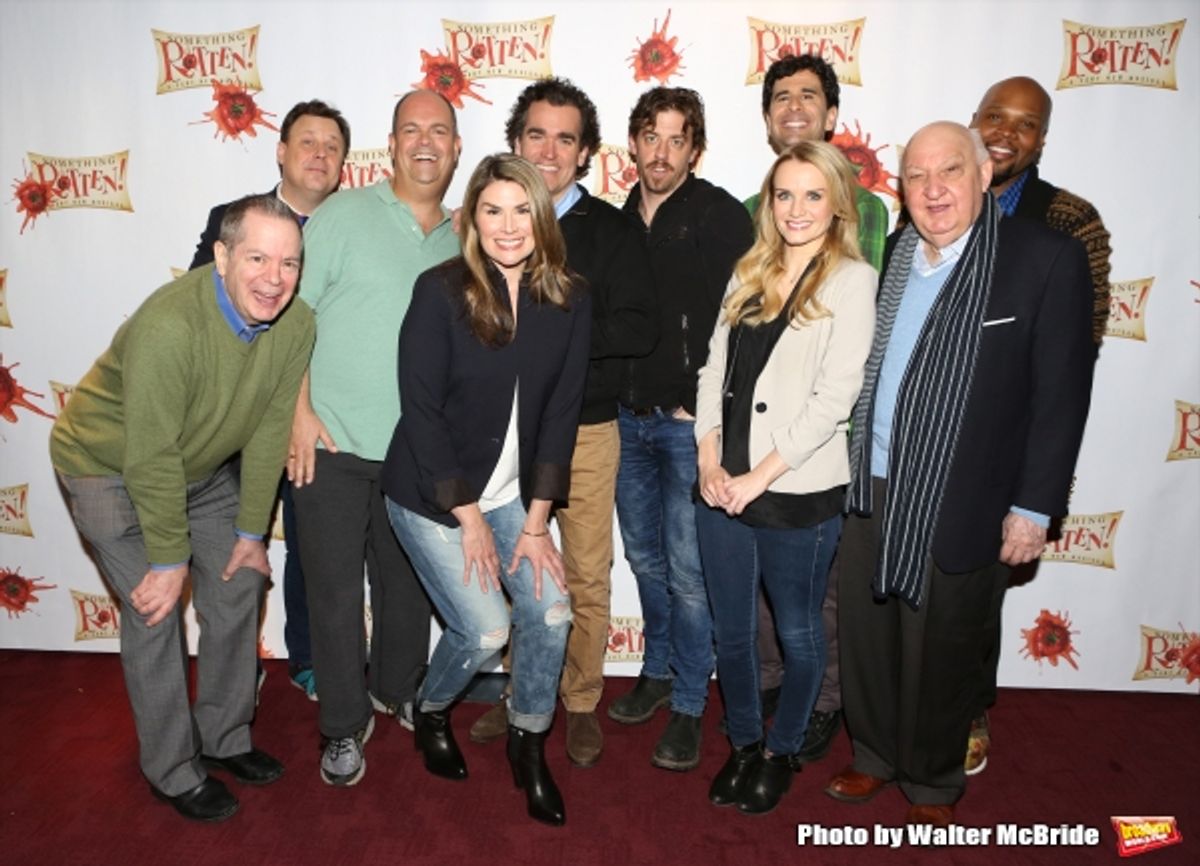 Peter Bartlett, Brooks Ashmanskas, Brad Oscar, Heidi Blickenstaff, Brian D'Arcy James, , Christian Borle, Kete Reinders, John Cariani, Gerry Vichi and Michael James Scott  at 
