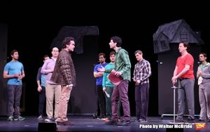 Brian D'Arcy James and John Cariani with the cast  Photo