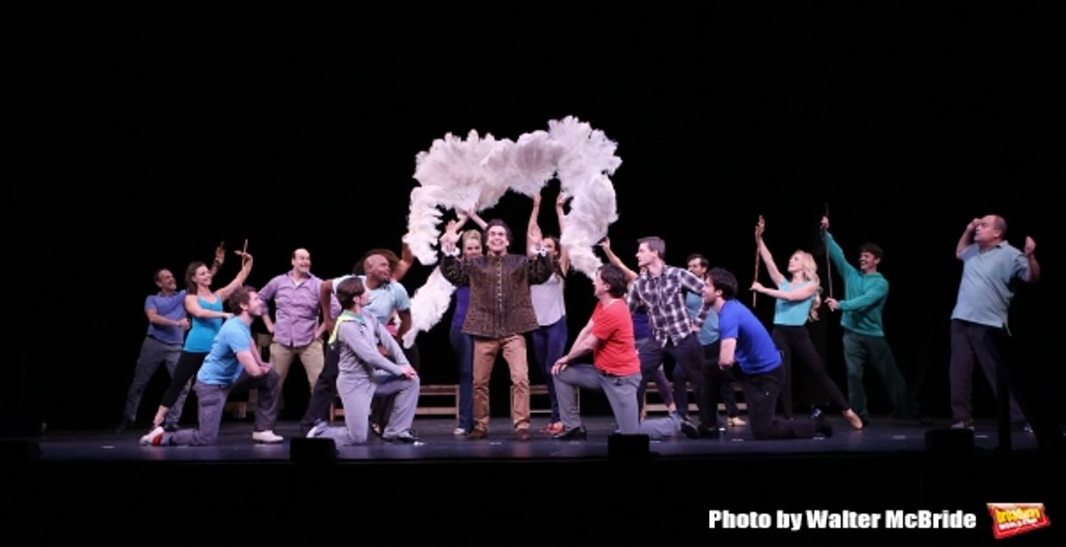 Brian D'Arcy James and Brad Oscar with the cast  at 