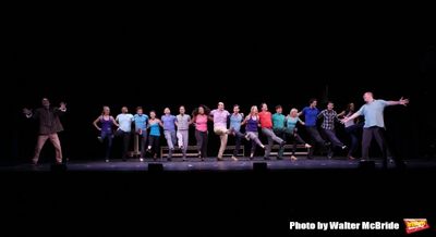 Brian D'Arcy James and Brad Oscar with the cast  Photo