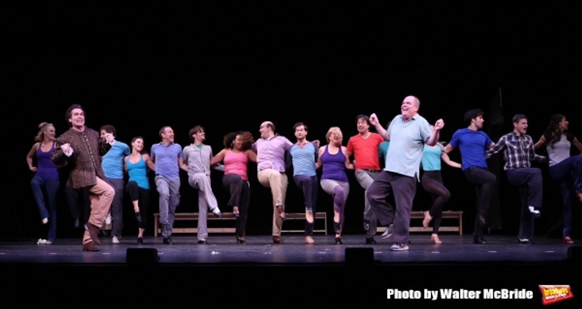 Brian D'Arcy James and Brad Oscar with the cast  at 