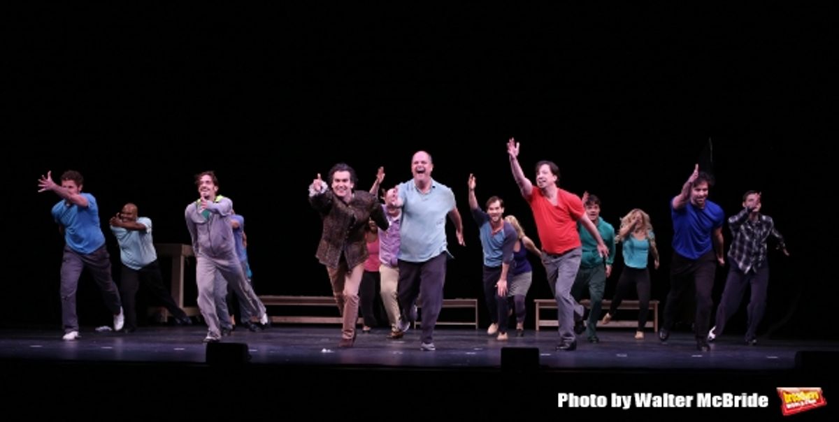 Brian D'Arcy James and Brad Oscar with the cast  at 