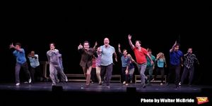 Brian D'Arcy James and Brad Oscar with the cast  Photo