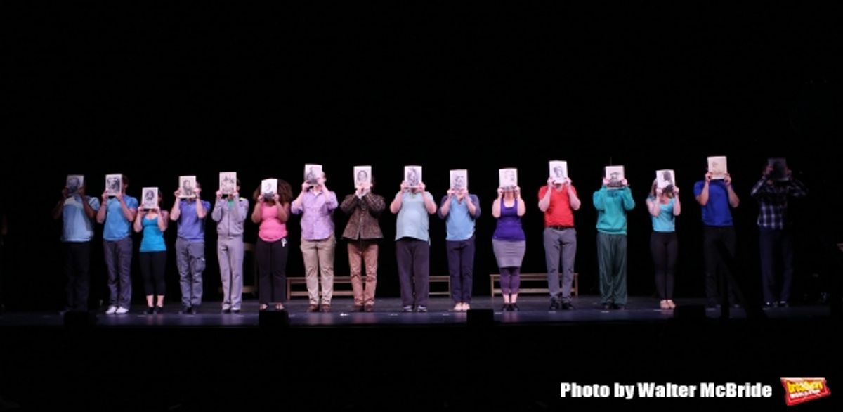 Brian D'Arcy James and Brad Oscar with the cast  at 