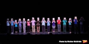Brian D'Arcy James and Brad Oscar with the cast  Photo