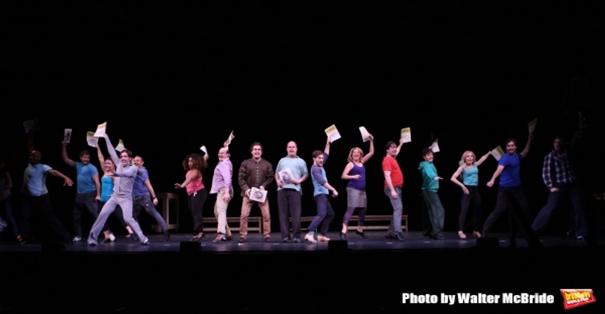 Brian D'Arcy James and Brad Oscar with the cast  at 