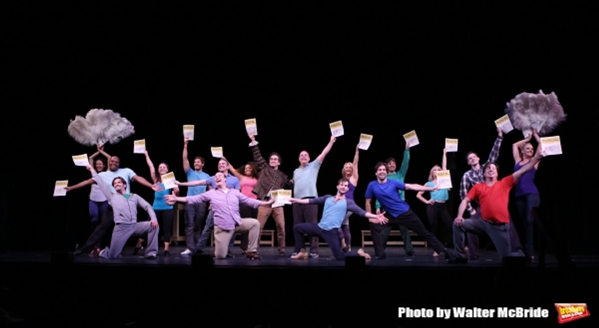 Brian D'Arcy James and Brad Oscar with the cast  at 