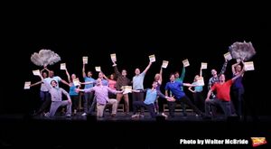 Brian D'Arcy James and Brad Oscar with the cast  Photo