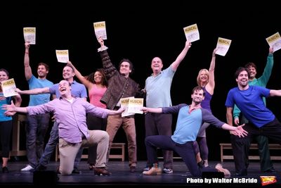 Brian D'Arcy James and Brad Oscar with the cast  Photo
