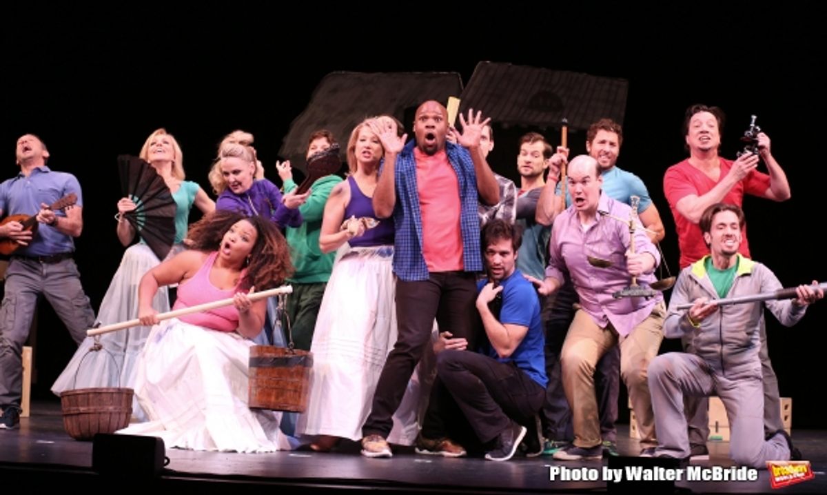 Michael James Scott and cast during a rehearsal presentation of 'Something Rotten! A Very New Musical'  at the Little Shubert Theatre on February 17, 2015 in New York City.  at 