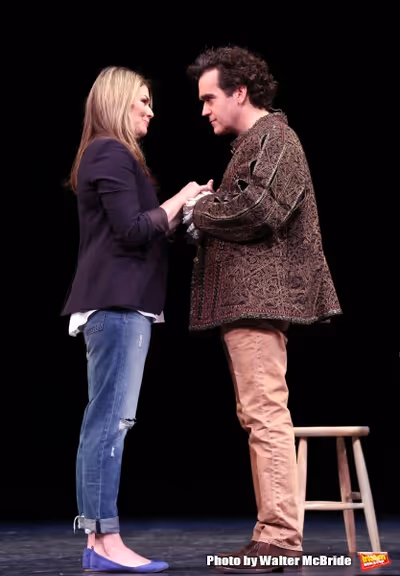Heidi Blickenstaff and Brian D'Arcy James during a rehearsal presentation of 'Somethi Photo