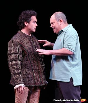 Brian D'Arcy James and Brad Oscar with the cast during a rehearsal presentation of 'S Photo
