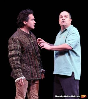 Brian D'Arcy James and Brad Oscar with the cast during a rehearsal presentation of 'S Photo