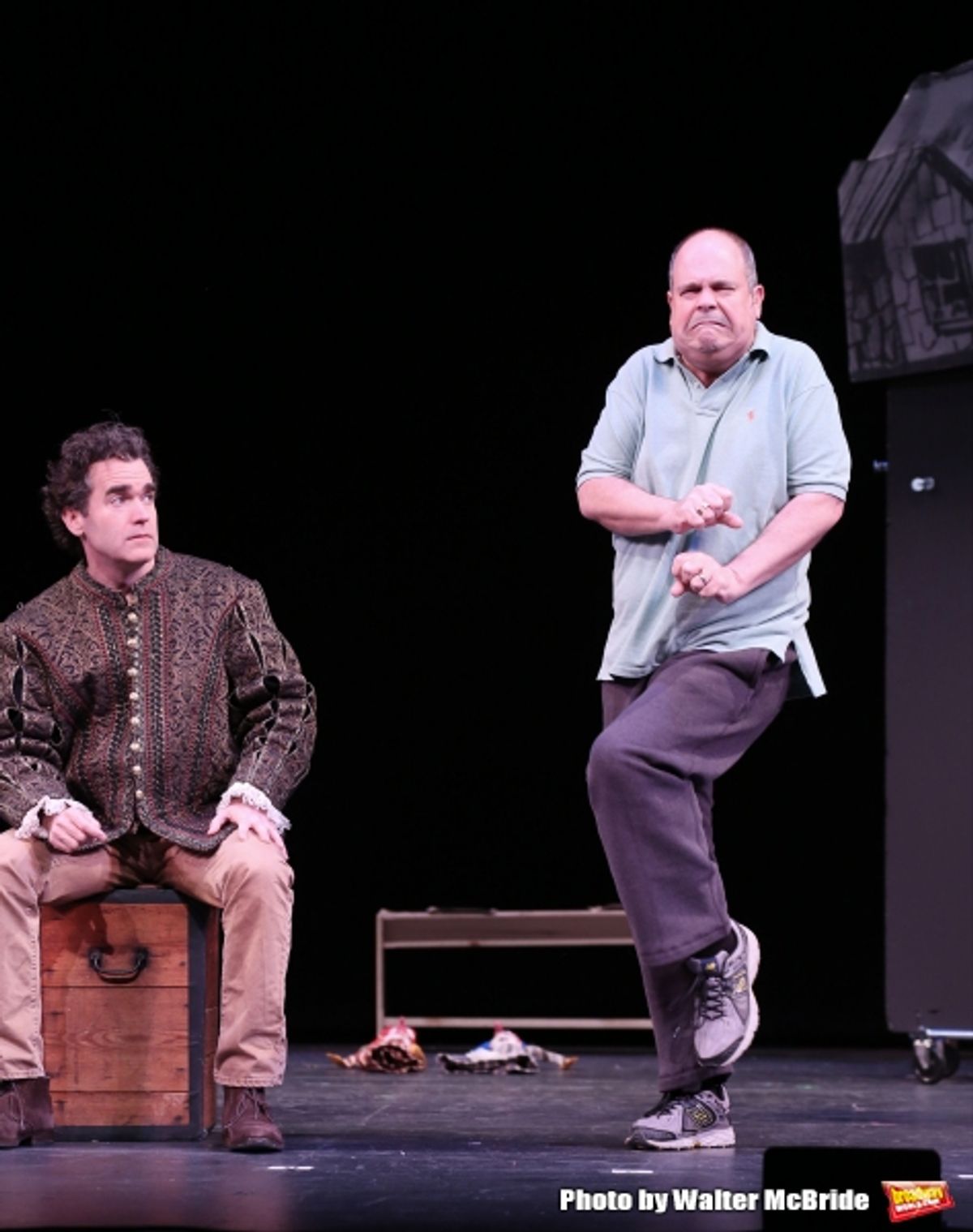 Brian D'Arcy James and Brad Oscar during a rehearsal presentation of 'Something Rotten! A Very New Musical'  at the Little Shubert Theatre on February 17, 2015 in New York City.  at 