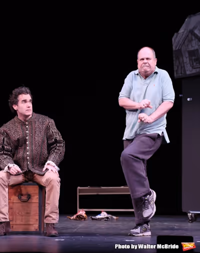 Brian D'Arcy James and Brad Oscar during a rehearsal presentation of 'Something Rotte Photo