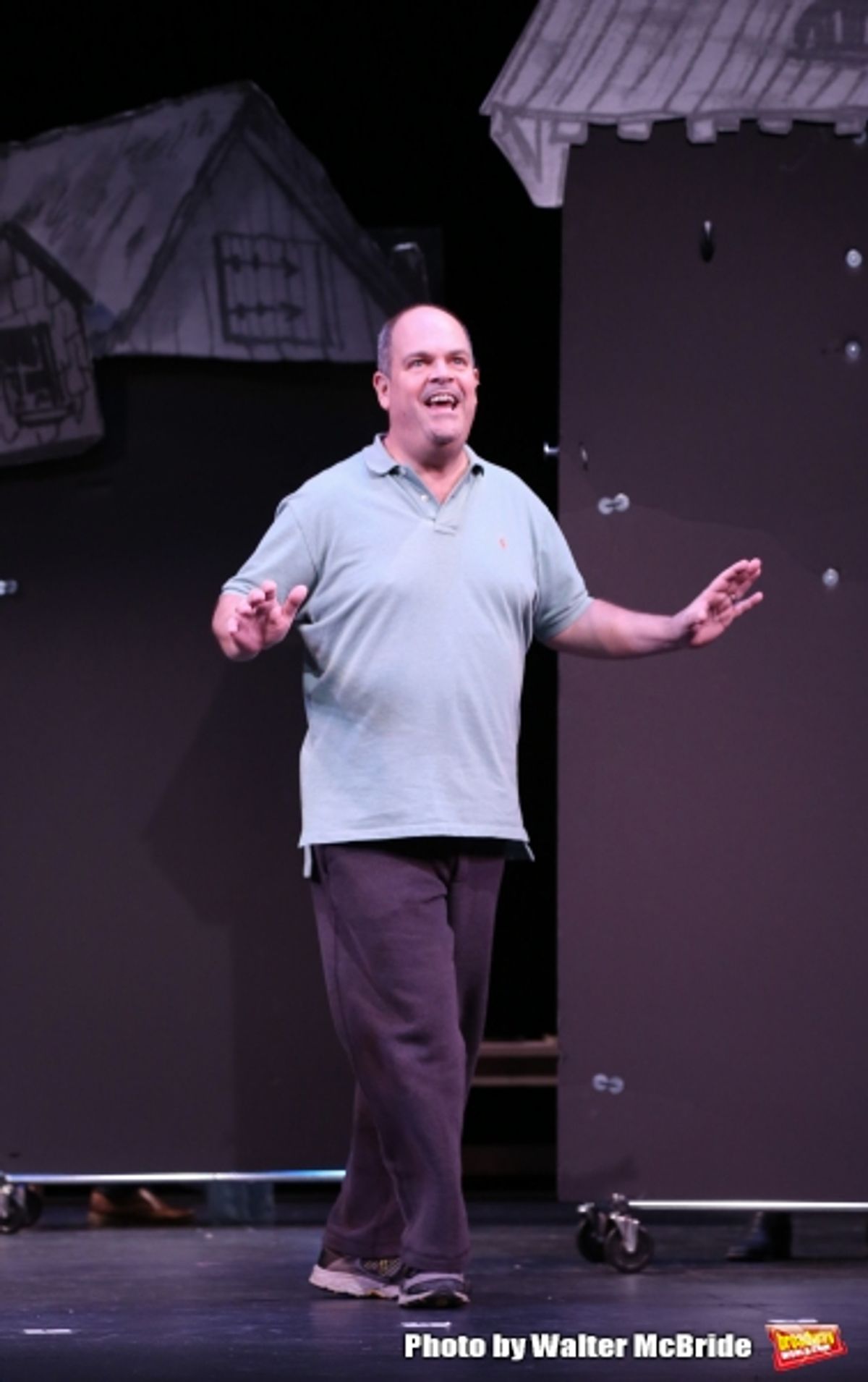Brad Oscar during a rehearsal presentation of 'Something Rotten! A Very New Musical'  at the Little Shubert Theatre on February 17, 2015 in New York City.  at 