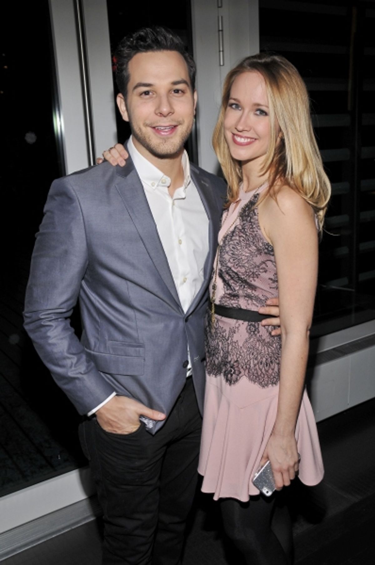 Anna Camp celebrates with her Pitch Perfect co-star and longtime boyfriend Skylar Astin  at 