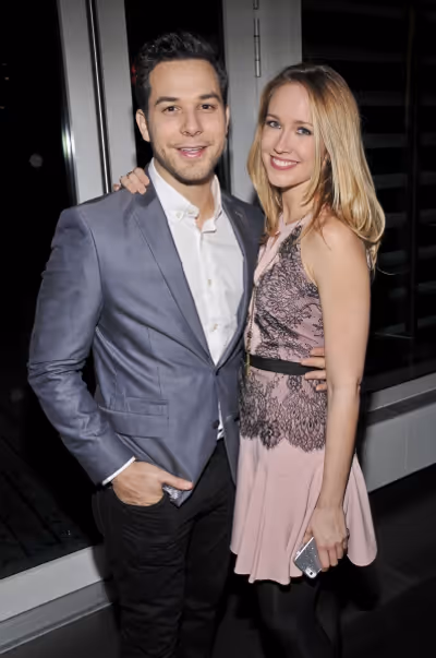 Anna Camp celebrates with her Pitch Perfect co-star and longtime boyfriend Skylar Ast Photo