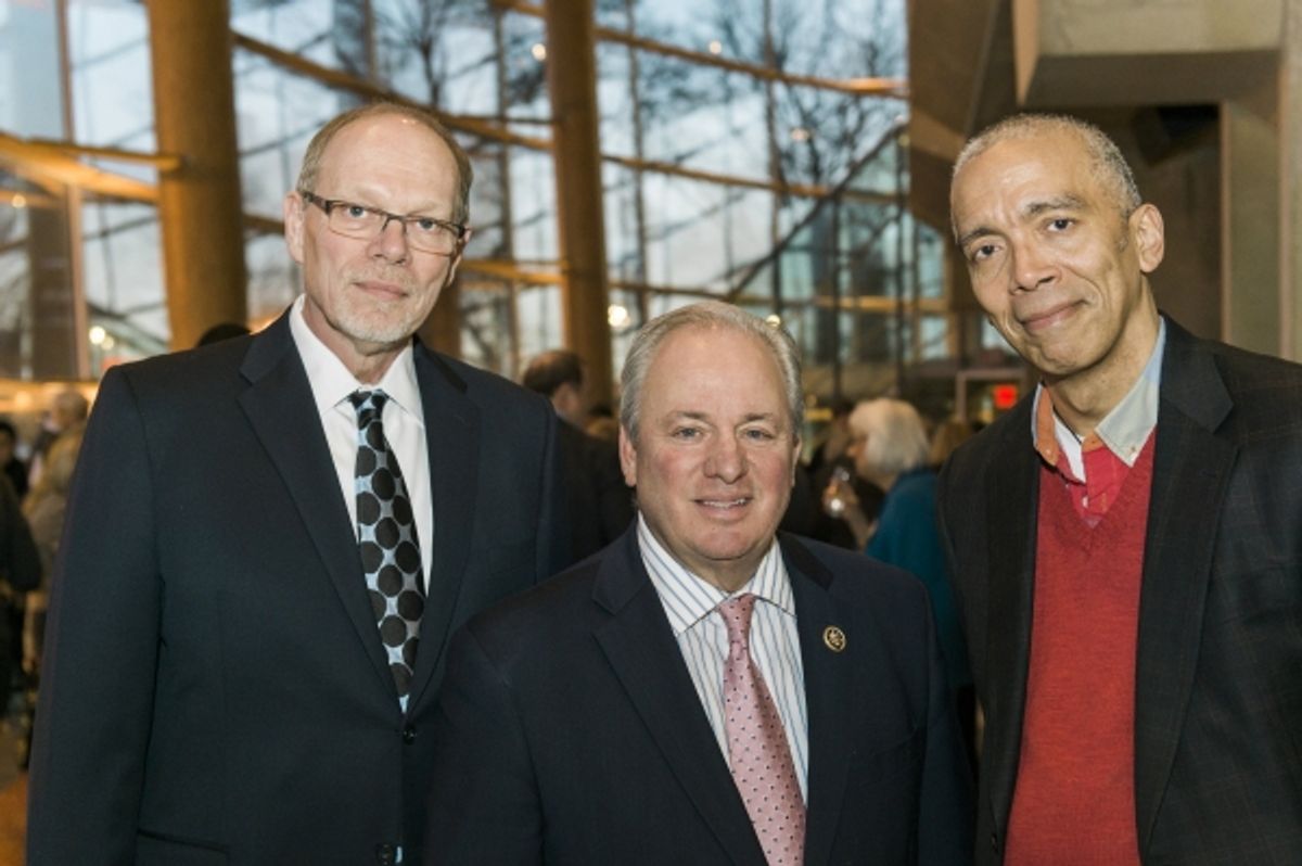 Arena Stage Executive Producer Edgar Dobie, Congressman Mike Doyle and director Timothy Douglas at 