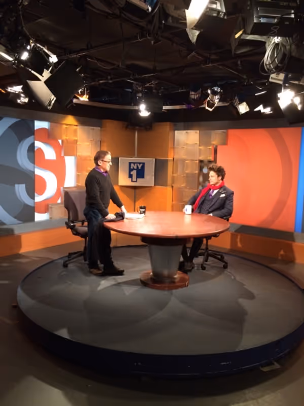 I am interviewed by Patrick Pacheco at NY1 â€œOn Stageâ€ Photo