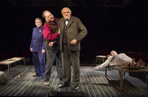 Robert Dorfman as Vasily Korinsky, Ron Orbach as Moishe Bretzky, Hal Linden as Yevgeny Zunser, and Eli Gelb as Pinchas Pelovits @ BroadwayWorld Robert Dorfman as Vasily Korinsky, Ron Orbach as Moishe Bretzky, Hal Linden as Yevgen Photo