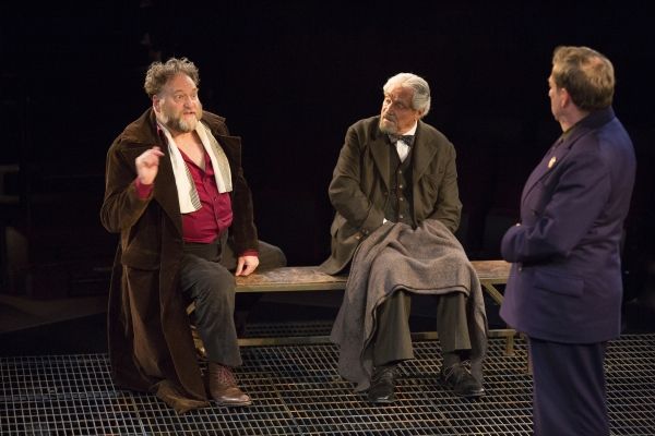 Ron Orbach as Moishe Bretzky, Hal Linden as Yevgeny Zunser, and Robert Dorfman as Vas Photo