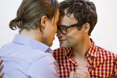 Jude Hansen and Kevin Webb in rehearsal for Pride Films and Playsâ€™ production  Photo