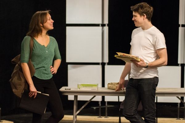Carmen Molina and Zach Livingston in rehearsal for Cold Basement Dramaticsâ€™ pr Photo