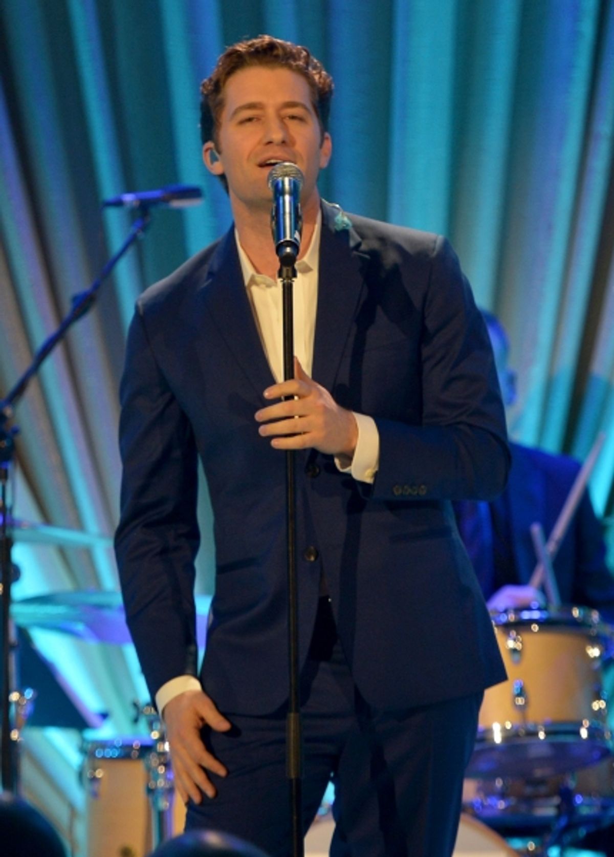 LOS ANGELES, CA - FEBRUARY 21:  Actor Matthew Morrison performs onstage during The Weinstein Company's Academy Awards Nominees Dinner in partnership with Chopard, DeLeon Tequila, FIJI Water and MAC Cosmetics on February 21, 2015 in Los Angeles, Californi at 