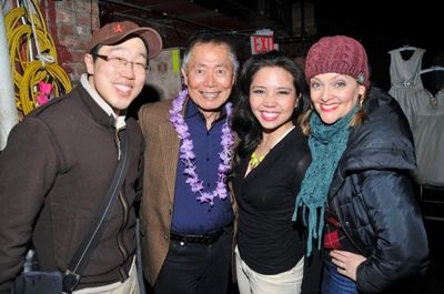 George Takei with ALLEGIANCE friends and HONEYMOON cast members Raymond J. Lee, Cathe Photo