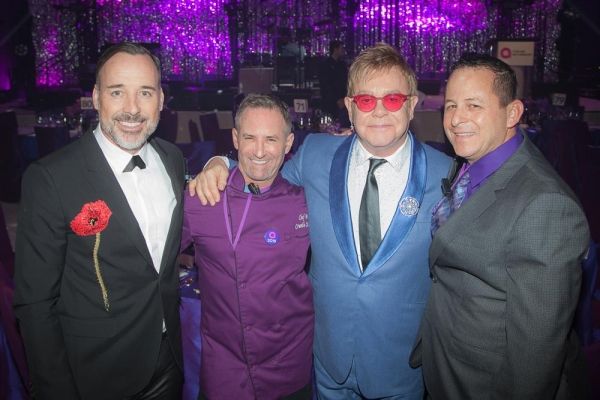 David Furnish, Chef Wayne Elias, Elton John and Chris Diamond Photo