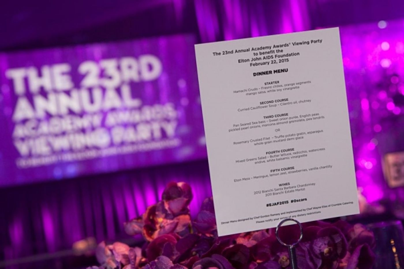 Photo Flash: Chef Wayne Elias Dishes It Up for the Stars at Elton John AIDS Foundation's 2015 OSCARS Party  Image