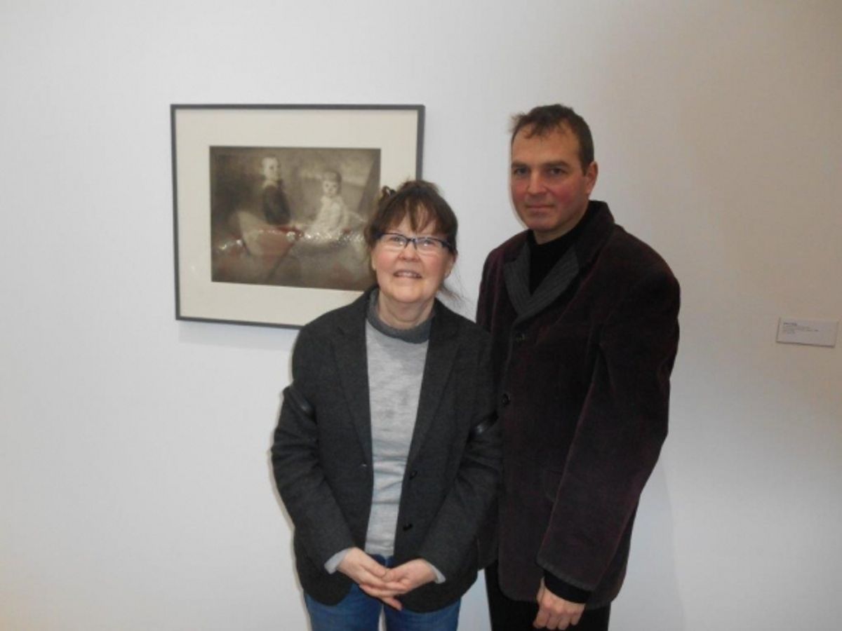 Artist Sherry Kerlin and John Serdula at First Look at Hudson Valley Center for Contemporary Art's Exhibition, LOVE: THE FIRST OF THE 7 VIRTUES
