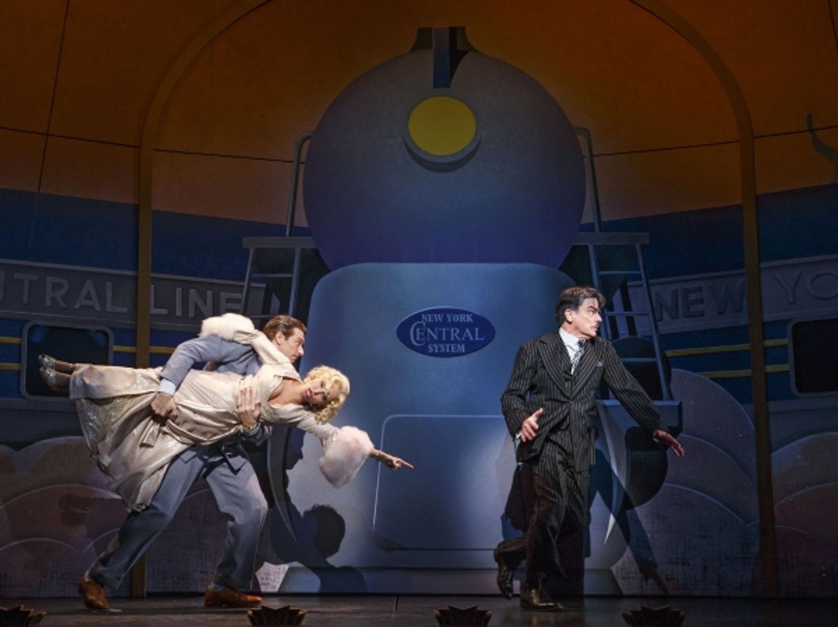 Andy Karl (Bruce Granit), Kristin Chenoweth (Lily Garland) and Peter Gallagher (Oscar Jaffee) at 