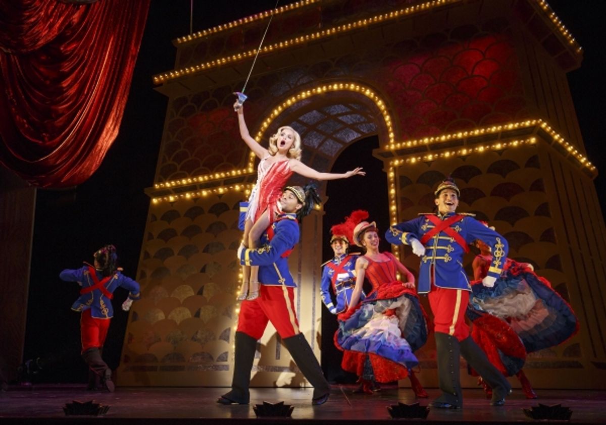 Drew King (Porter, back to camera), Kristin Chenoweth (Lily Garland), Phillip Attmore (Porter), Rick Faugno (Porter), Erica Mansfield (Can-Can Girl), Richard Riaz Yoder (Porter), Bahiyah Hibah (Can-Can Girl, obstructed face) at 