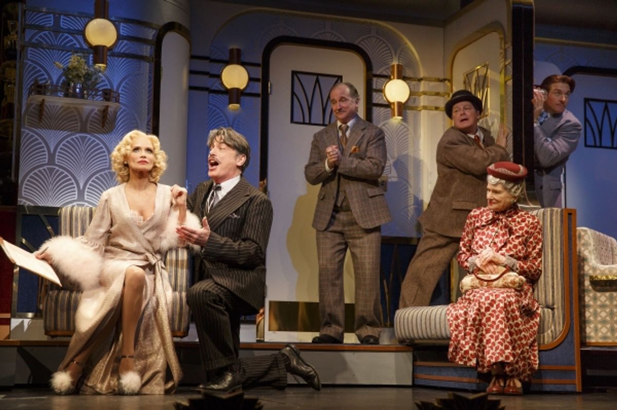 Kristin Chenoweth (Lily Garland), Peter Gallagher (Oscar Jaffee), Mark Linn-Baker (Oliver Webb), Michael McGrath (Owen Oâ€™Malley), Mary Louise Wilson (Letitia Peabody Primrose) and Andy Karl (Bruce Granit) at 