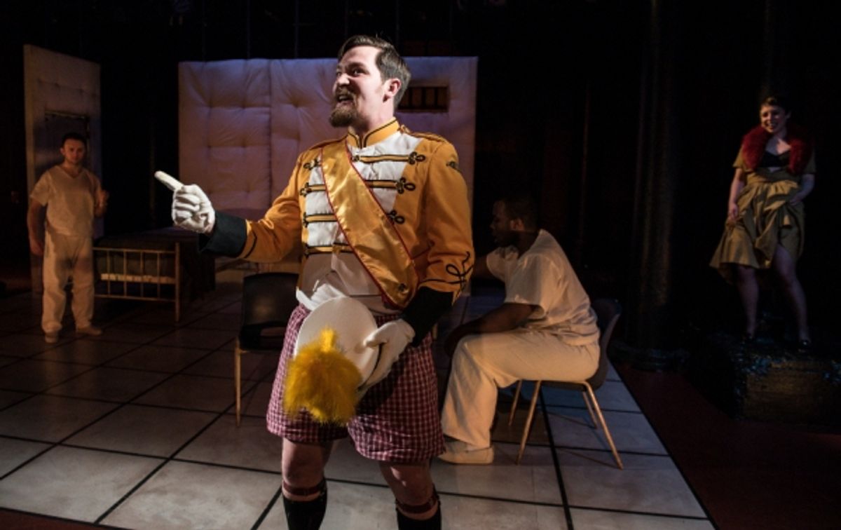 James Kautz as Woyzeck, Mackenzie Knapp as Drum Major, Isreal McKinney Scott as Andres, Evangeline Fontaine as Marie at 