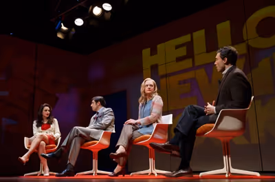 Tracee Chimo, Jason Biggs, Elisabeth Moss, and Bryce Pinkham Photo