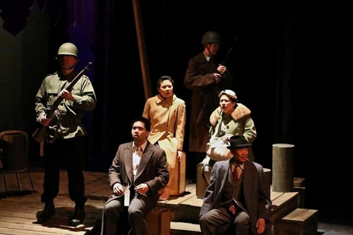 Soldier (Rob Burke), Kabuo (Tim Takechi), Hatsue (Ruth Yeo Peterman), Soldier (Austin Bennett), Fukiko (Shirley Oliver), and Hisao (Chris Wong) at 