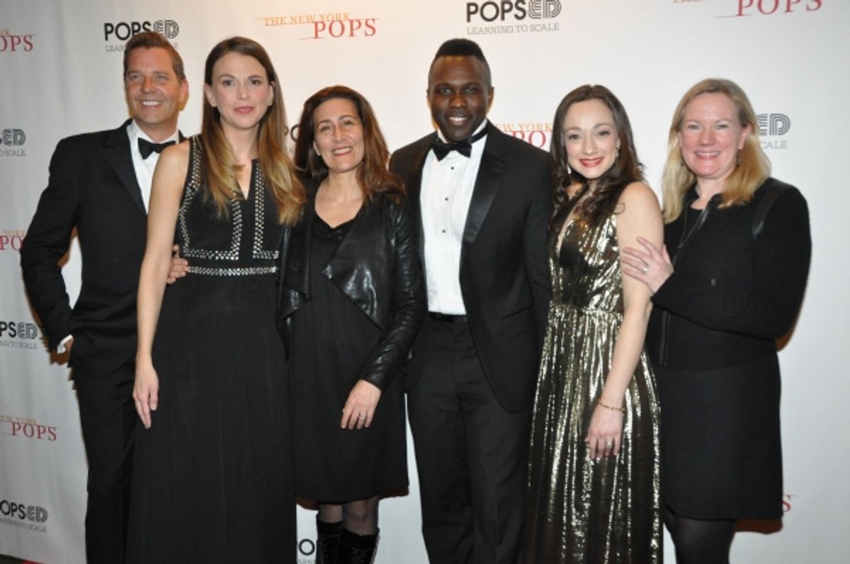 Steven Reineke, Sutton Foster, Jeanine Tesori, Joshua Henry, Megan McGinnis and Kathleen Marshall at 