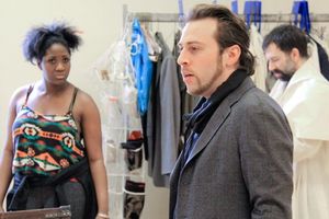 Amber Iman (Aldonza), Director Alan Paul, and Robert Mammana (Dr. Carrasco)  Photo