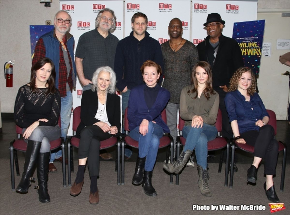 (1st row) Playwright Lisa D'Amour, Judith Roberts, Julie White, Carolyn Braver and Caroline Neff (2nd row) Ken Marks, Scott Jaeck, Joe Tippett, K. Todd Freeman and Tim Edward Rhoze at 